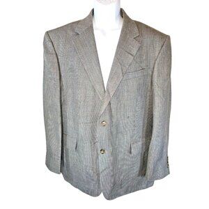 Oscar de la Renta Brown Blazer Suit Jacket Size 47R 47 Regular Silk Wool